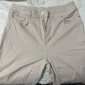 Light Beige Twill Mom Jeans